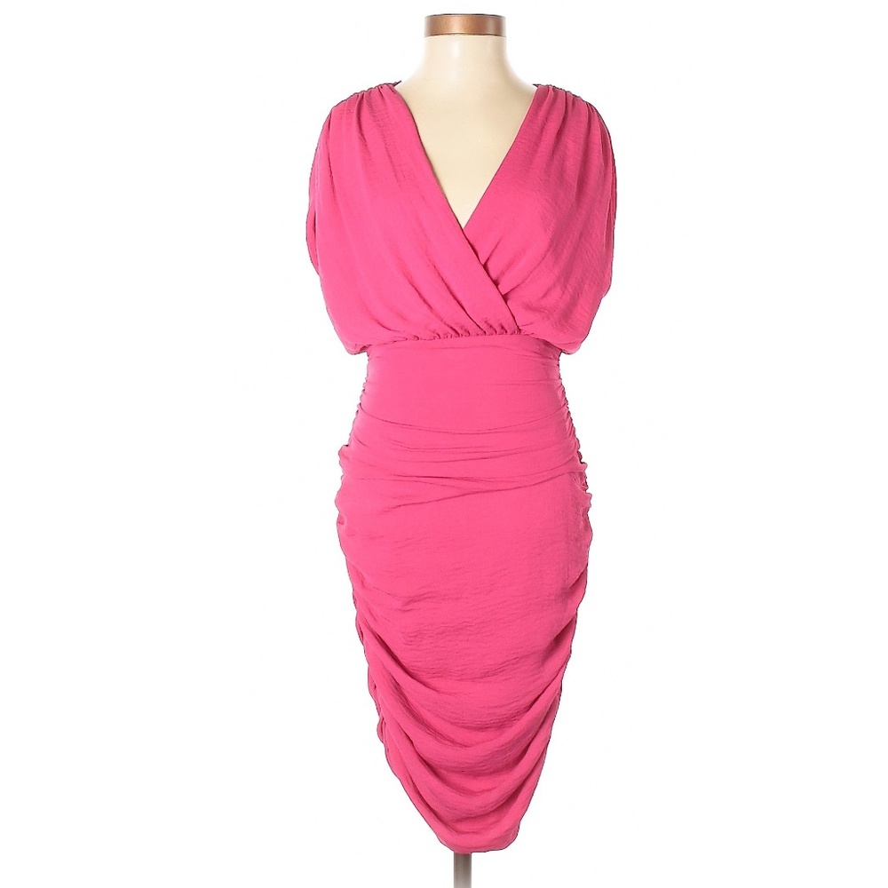 Alice + Olivia Pink Ruched Detail Dress